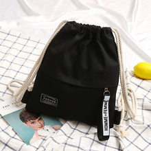 Load image into Gallery viewer, 1PC New Fashion Canvas School Bags Drawstring Backpack Bag Portable Casual
